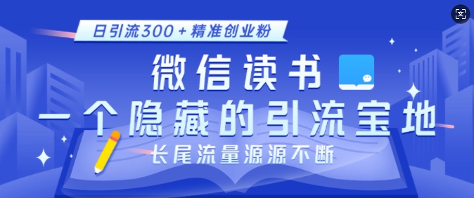 微信读书，一个隐藏的引流宝地，不为人知的小众打法，日引流300+精准创业粉，长尾流量源源不断-小艾网创