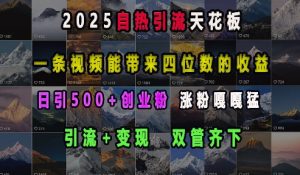 2025自热引流天花板，一条视频能带来四位数的收益，引流+变现双管齐下，日引500+创业粉，涨粉嘎嘎猛-小艾网创