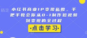 小红书商业IP变现私教，手把手教会你从0-1制作短视频到变现的全过程-小艾网创