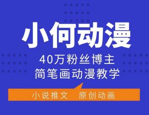 小何动漫简笔画动漫教学，40万粉丝博主课程，可做伙伴计划、分成计划、接广告等-小艾网创