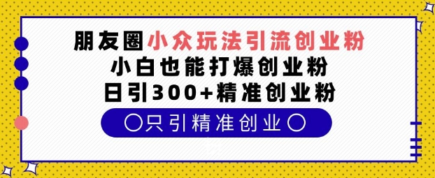 朋友圈小众玩法引流创业粉，小白也能打爆创业粉，日引300+精准创业粉【揭秘】-小艾网创