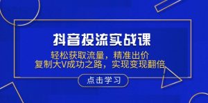 抖音投流实战课，轻松获取流量，精准出价，复制大V成功之路，实现变现翻倍-小艾网创