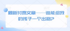 最新付费文章——谁能给我的孩子一个出路?-小艾网创