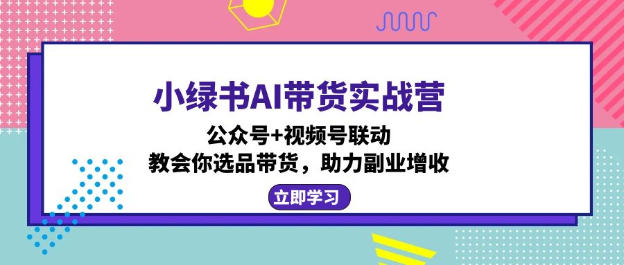 小绿书AI带货实战营：公众号+视频号联动，教会你选品带货，助力副业增收-小艾网创