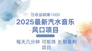 2025最新汽水音乐躺赚项目 每天几分钟 日入1000＋-小艾网创