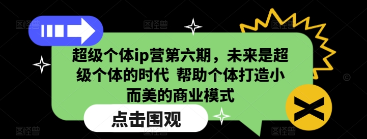 超级个体ip营第六期,未来是超级个体的时代 帮助个体打造小而美的商业模式-小艾网创
