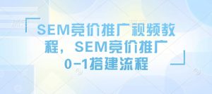 SEM竞价推广视频教程，SEM竞价推广0-1搭建流程-小艾网创