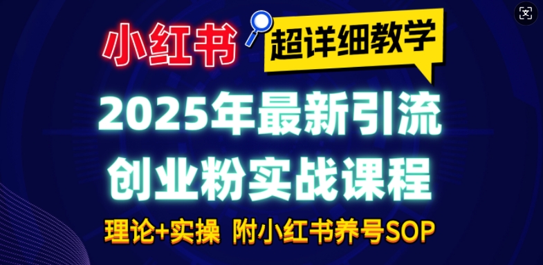 2025年最新小红书引流创业粉实战课程【超详细教学】小白轻松上手，月入1W+，附小红书养号SOP-小艾网创