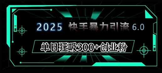 2025年快手6.0保姆级教程震撼来袭，单日狂吸300+精准创业粉-小艾网创
