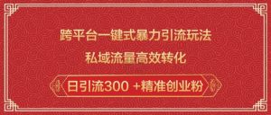 跨平台一键式暴力引流玩法，私域流量高效转化日引流300 +精准创业粉-小艾网创