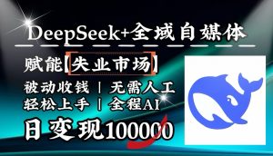 降维打击，DeepSeek+失业市场，全自动操作，结合人人刚需，单月利润轻松破100000＋-小艾网创