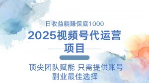 2025视频号代运营 日躺赚1000＋ 只需提供账号-小艾网创