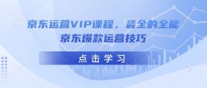 京东运营VIP课程，最全的全能京东爆款运营技巧-小艾网创