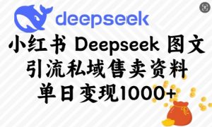 小红书Deepseek图文引流私域售卖资料，单日变现多张-小艾网创