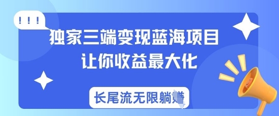 独家三端变现蓝海项目，让你收益最大化，长尾流无限躺挣-小艾网创