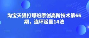 淘宝天猫打爆班原创高阶技术第66期，连环起量14法-小艾网创