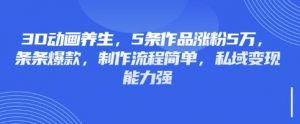 3D动画养生，5条作品涨粉5万，条条爆款，制作流程简单，私域变现能力强-小艾网创