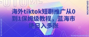 海外tiktok短剧推广从0到1保姆级教程，蓝海市场日入多张-小艾网创