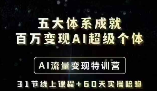 五大体系成就百万变现AI超级个体- AI流量变现特训营，一步一步教你一个人怎么年入百W-小艾网创