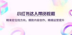 小红书达人带货教程：精准定位找方向，爆款内容创作，精细运营提升-小艾网创