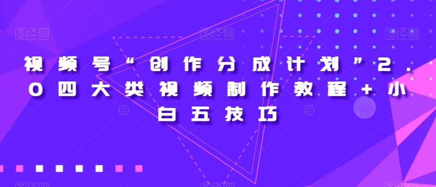 视频号“创作分成计划”2.0四大类视频制作教程+小白五技巧【揭秘】-小艾网创