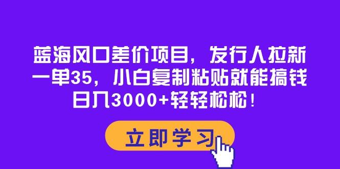 蓝海风口差价项目，发行人拉新，一单35，小白复制粘贴就能搞钱！日入30…-小艾网创
