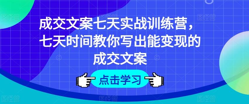 成交文案七天实战训练营，七天时间教你写出能变现的成交文案-小艾网创