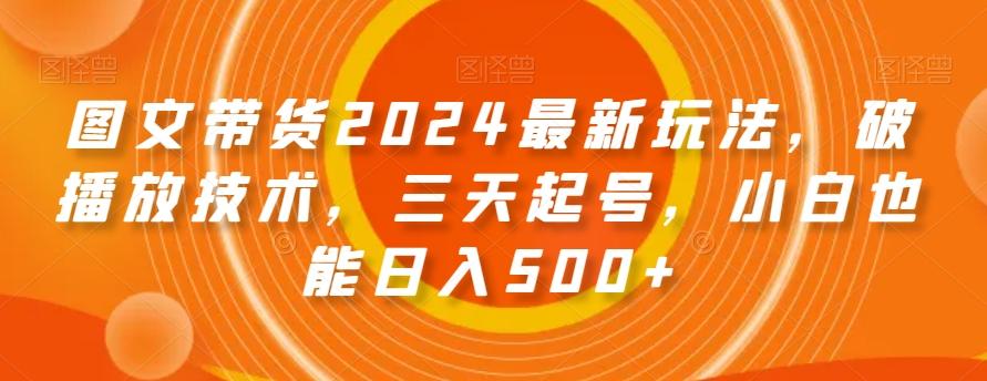 图文带货2024最新玩法，破播放技术，三天起号，小白也能日入500+【揭秘】-小艾网创