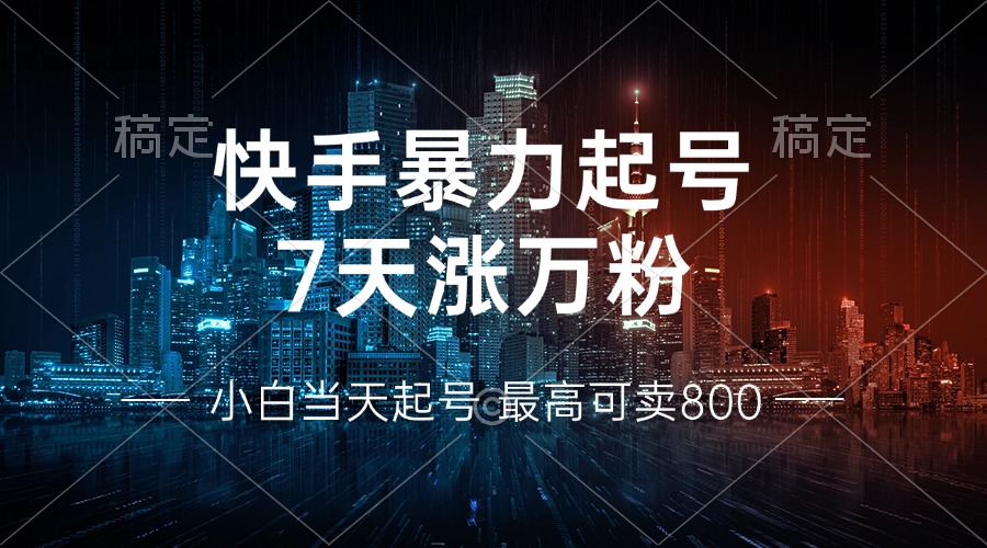 快手暴力起号，7天涨万粉，小白当天起号 多种变现方式，账号回收，单月...-小艾网创