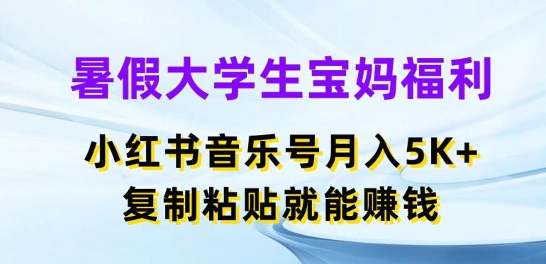暑假大学生宝妈福利，小红书音乐号月入5000+，复制粘贴就能赚钱【揭秘】-小艾网创