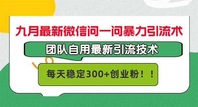 九月最新微信问一问暴力引流术，团队自用引流术，每天稳定300+创…-小艾网创