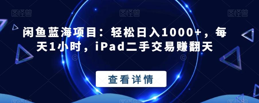 闲鱼蓝海项目：轻松日入1000+，每天1小时，iPad二手交易赚翻天-小艾网创