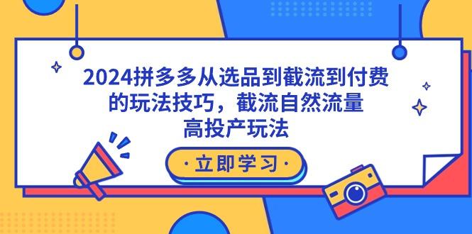 2024拼多多从选品到截流到付费的玩法技巧，截流自然流量玩法，高投产玩法-小艾网创