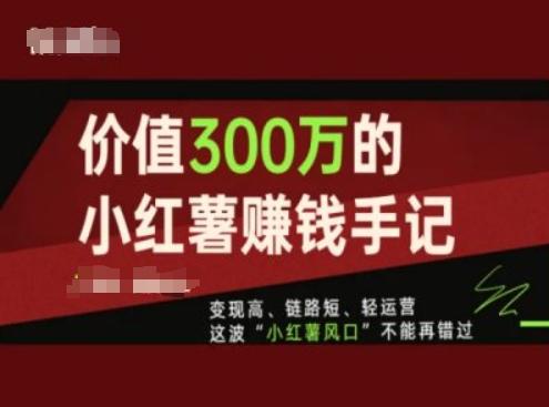 价值300万的小红书赚钱手记，变现高、链路短、轻运营，这波“小红薯风口”不能再错过-小艾网创