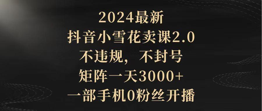 (9639期)2024最新抖音小雪花卖课2.0 不违规 不封号 矩阵一天3000+一部手机0粉丝开播-小艾网创