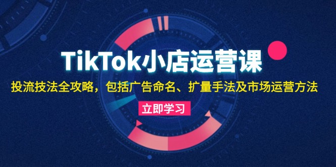 TikTok小店运营课：投流技法全攻略，包括广告命名 扩量手法及市场运营方法-小艾网创