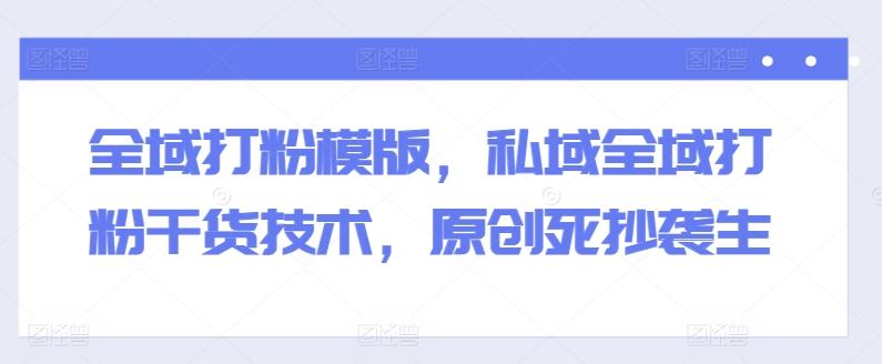 全域打粉模版，私域全域打粉干货技术，原创死抄袭生-小艾网创