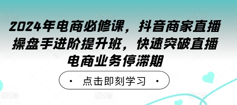 2024年电商必修课，抖音商家直播操盘手进阶提升班，快速突破直播电商业务停滞期-小艾网创