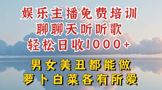 娱乐主播免费培训聊聊天听听歌轻松日收1K+，男女美丑都能做萝卜白菜各有所爱【揭秘】-小艾网创