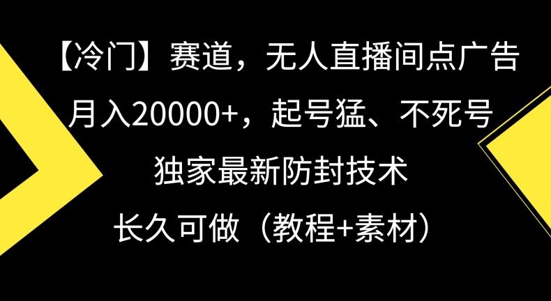 冷门赛道，无人直播间点广告，月入20000+，起号猛、不死号，独家最新防封技术【揭秘】-小艾网创