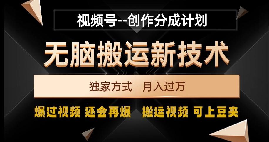视频号无脑搬运新技术，破原创壕流量，独家方式，爆过视频，还会再爆【揭秘】-小艾网创