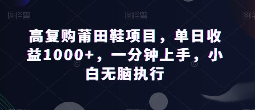 高复购莆田鞋项目，单日收益1000+，一分钟上手，小白无脑执行-小艾网创