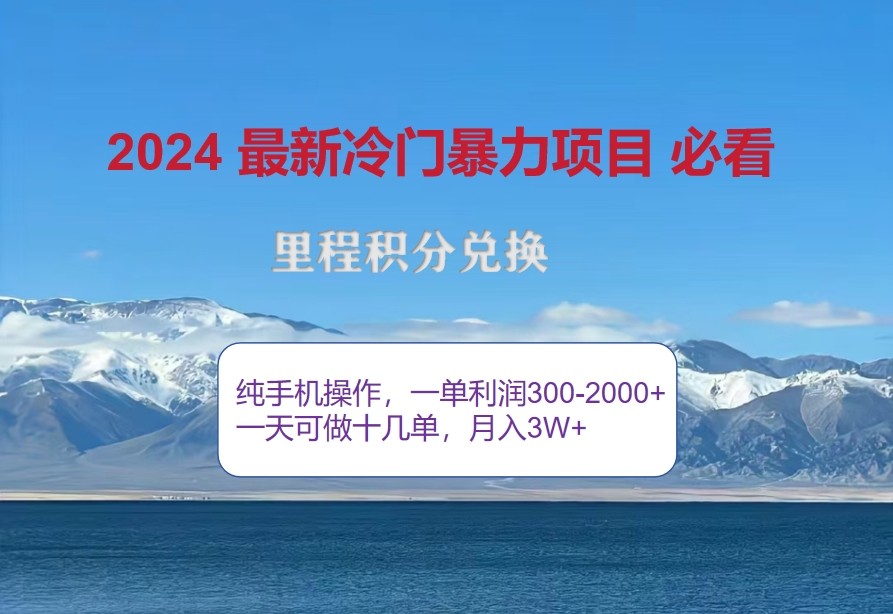 2024惊爆冷门暴利，里程积分最新玩法，高爆发期，一单300+—2000+-小艾网创