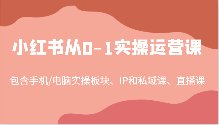 小红书从0-1实操运营课，包含手机/电脑实操板块、IP和私域课、直播课(97节)-小艾网创