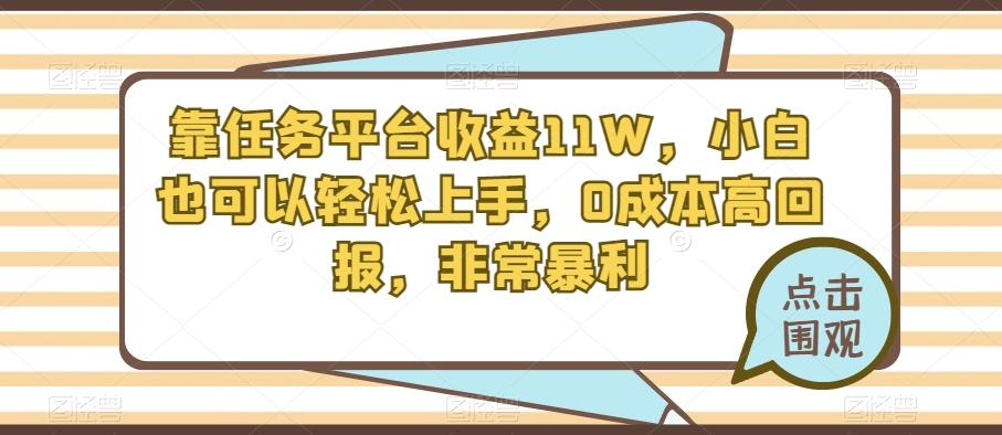 靠任务平台收益11W，小白也可以轻松上手，0成本高回报，非常暴利-小艾网创