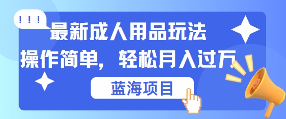 最新成人用品项目玩法，操作简单，动动手，轻松日入几张【揭秘】-小艾网创