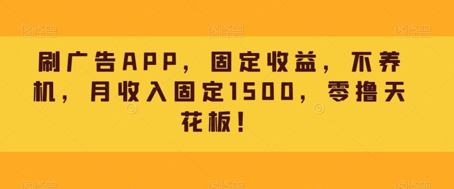 刷广告APP，固定收益，不养机，月收入固定1500，零撸天花板！-小艾网创