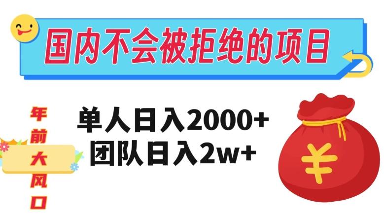 在国内不怕被拒绝的项目，单人日入2000，团队日入20000+【揭秘】-小艾网创