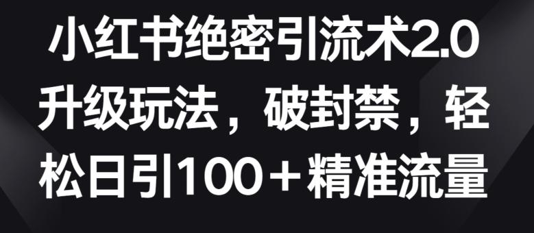 小红书绝密引流术2.0升级玩法，破封禁，轻松日引100+精准流量【揭秘】-小艾网创