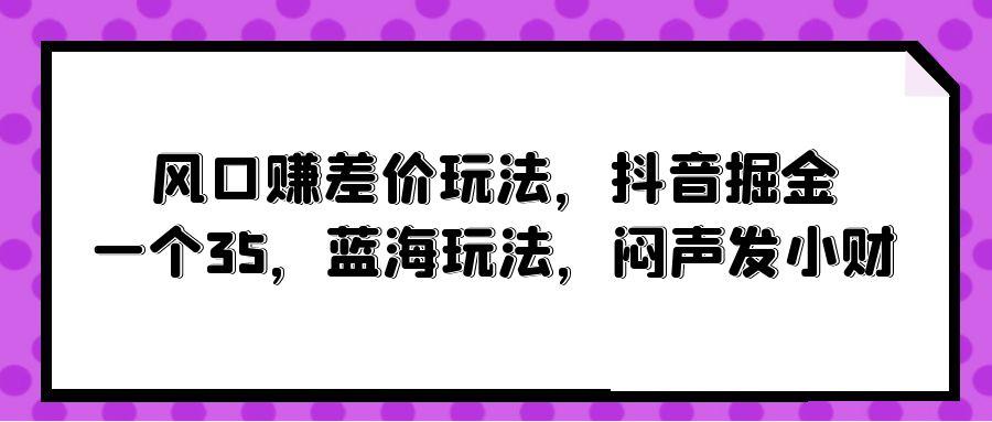 (10022期)风口赚差价玩法，抖音掘金，一个35，蓝海玩法，闷声发小财-小艾网创